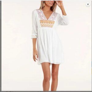 Lulus Mini White Embroidered Dress Size M